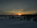 Sunrise. Frost and sun. North